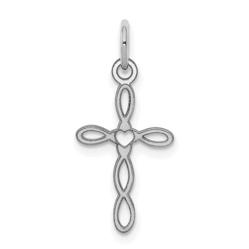 Sterlingsilber Rhodiniert Lasergraviert Kreuz Charm