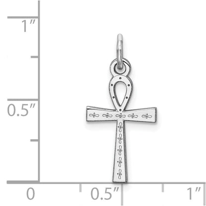 Sterlingsilber Rhodiniert Lasergraviert Kreuz Charm