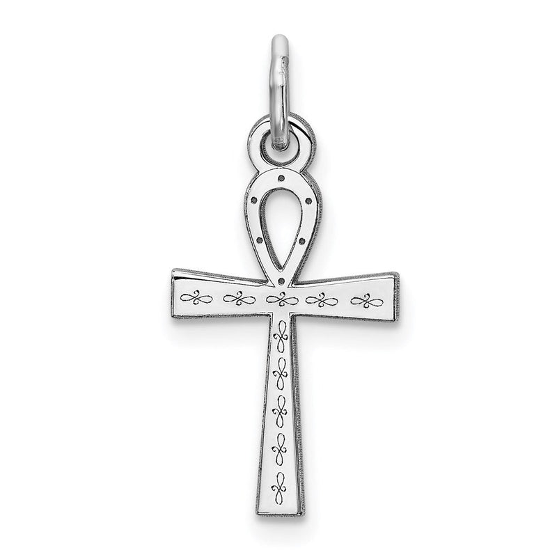 Sterlingsilber Rhodiniert Lasergraviert Kreuz Charm