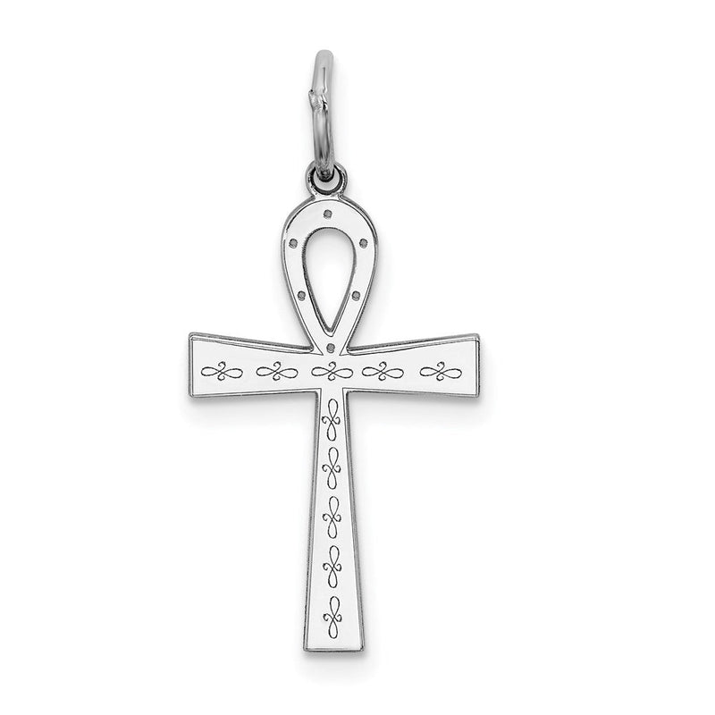 Sterlingsilber Rhodiniert Lasergraviert Kreuz Anhänger