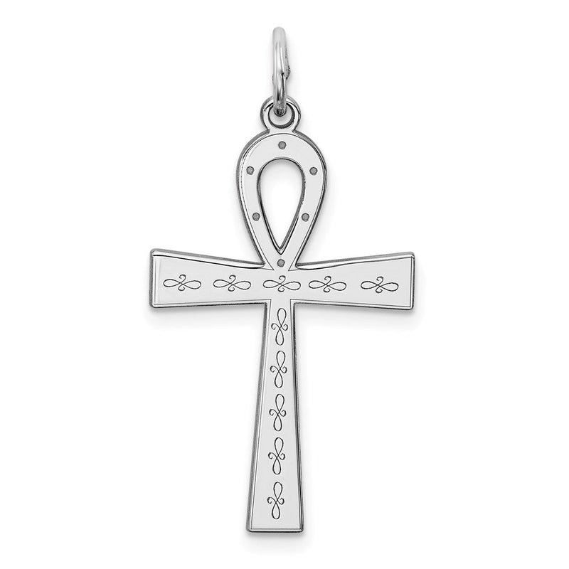 Sterlingsilber Rhodiniert Lasergraviert Kreuz Anhänger