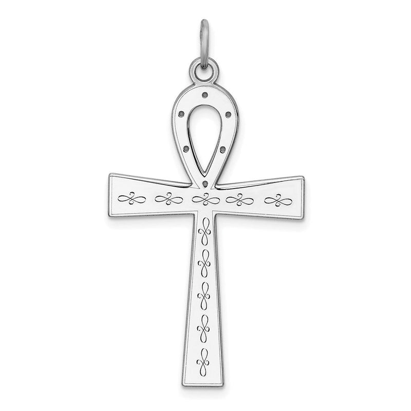 Sterlingsilber Rhodiniert Lasergraviert Kreuz Anhänger
