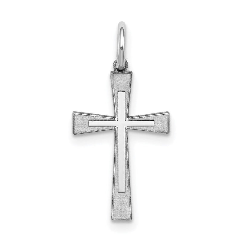 Sterlingsilber Rhodiniert Lasergraviert Kreuz Charm