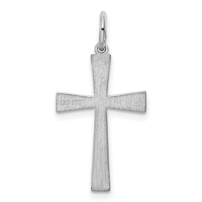 Sterlingsilber Rhodiniert Lasergraviert Kreuz Anhänger