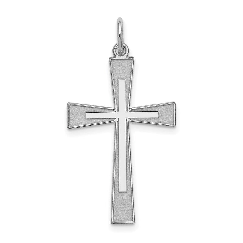 Sterlingsilber Rhodiniert Lasergraviert Kreuz Anhänger