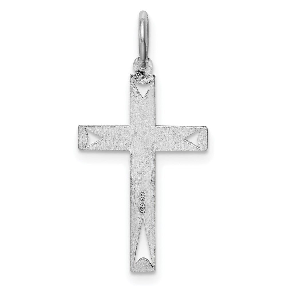 Sterlingsilber Rhodiniert Lasergraviert Kreuz Anhänger