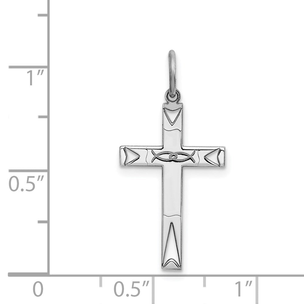 Sterlingsilber Rhodiniert Lasergraviert Kreuz Anhänger