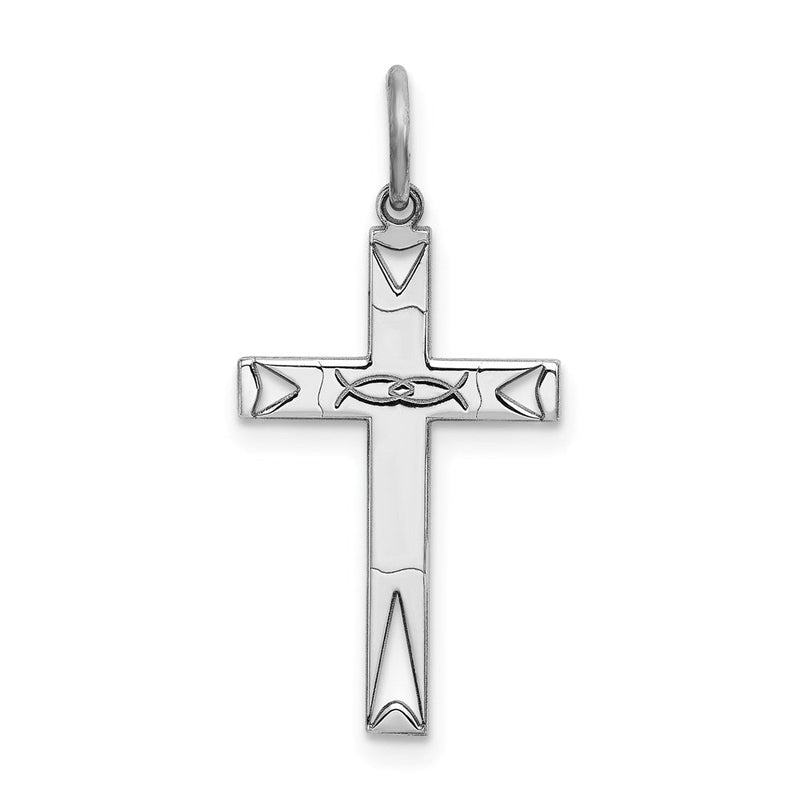 Sterlingsilber Rhodiniert Lasergraviert Kreuz Anhänger