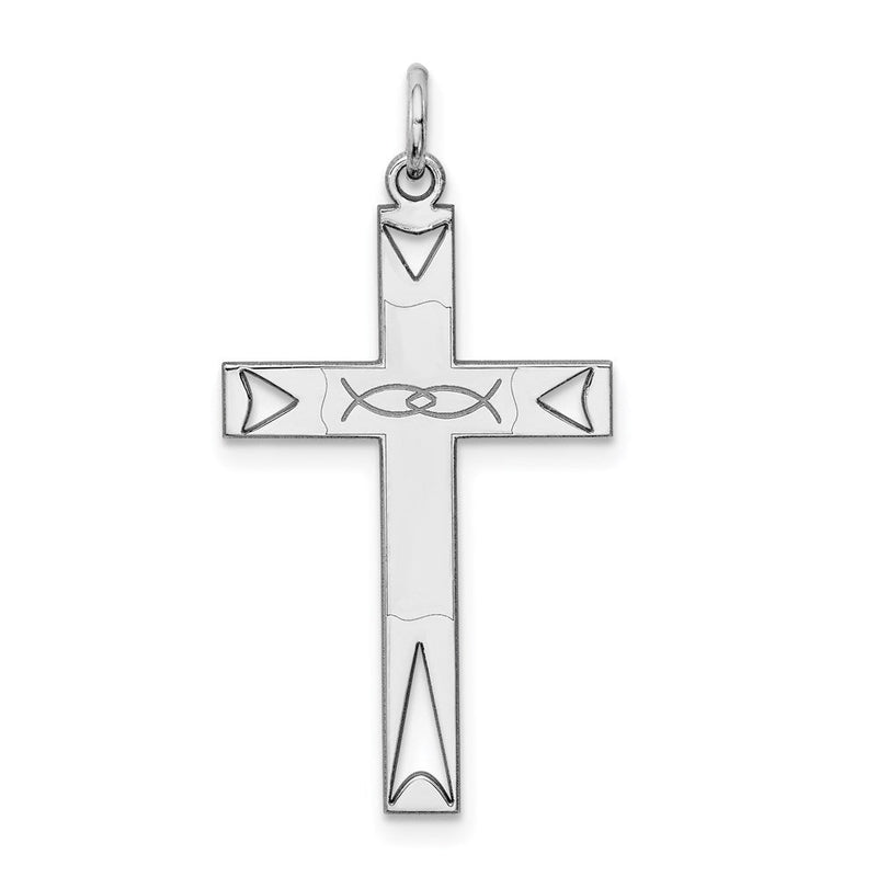 Sterlingsilber Rhodiniert Lasergraviert Kreuz Anhänger