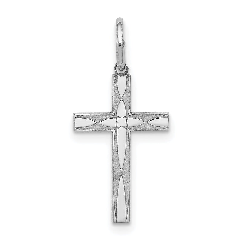 Sterlingsilber Rhodiniert Lasergraviert Kreuz Charm