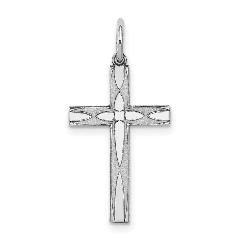 Sterlingsilber Rhodiniert Lasergraviert Kreuz Anhänger
