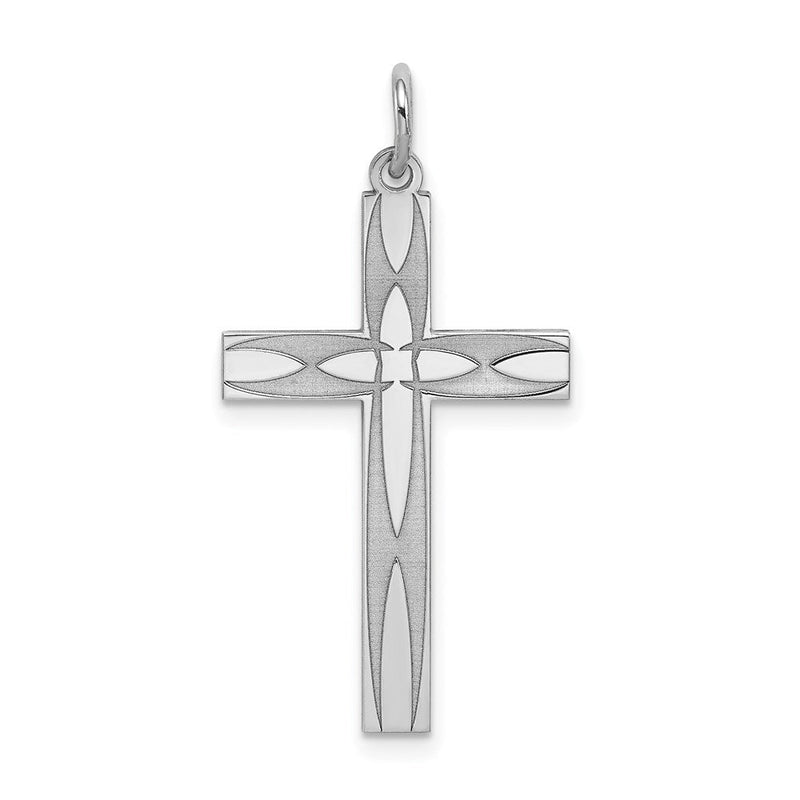 Sterlingsilber Rhodiniert Lasergraviert Kreuz Anhänger