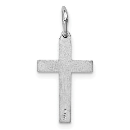 Sterlingsilber Rhodiniert Lasergraviert Kreuz Charm