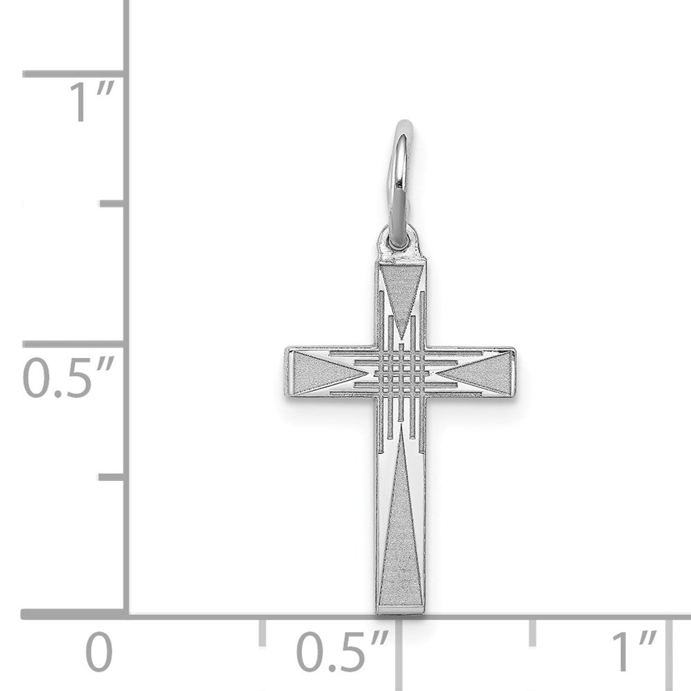 Sterlingsilber Rhodiniert Lasergraviert Kreuz Charm