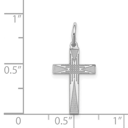 Sterlingsilber Rhodiniert Lasergraviert Kreuz Charm