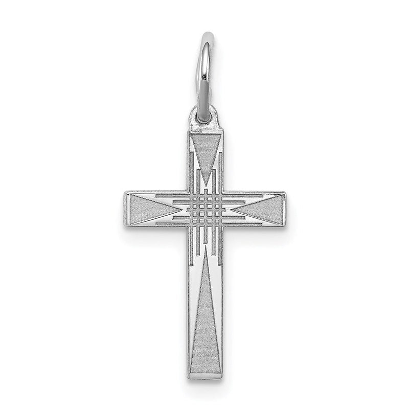 Sterlingsilber Rhodiniert Lasergraviert Kreuz Charm