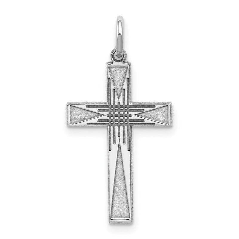 Sterlingsilber Rhodiniert Lasergraviert Kreuz Anhänger