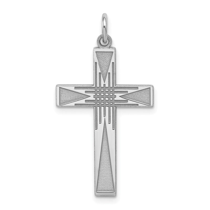 Sterlingsilber Rhodiniert Lasergraviert Kreuz Anhänger
