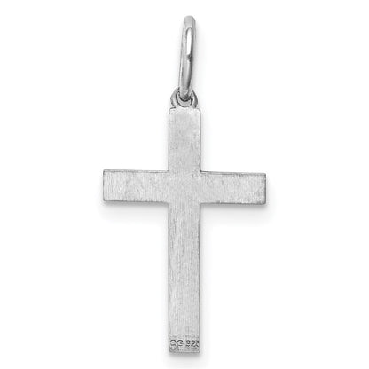 Sterlingsilber Rhodiniert Lasergraviert Kreuz Charm