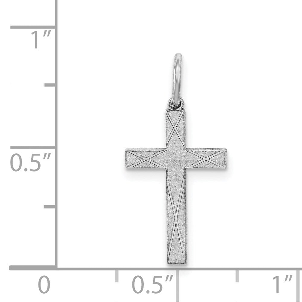 Sterlingsilber Rhodiniert Lasergraviert Kreuz Charm