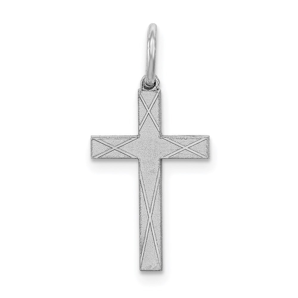 Sterlingsilber Rhodiniert Lasergraviert Kreuz Charm