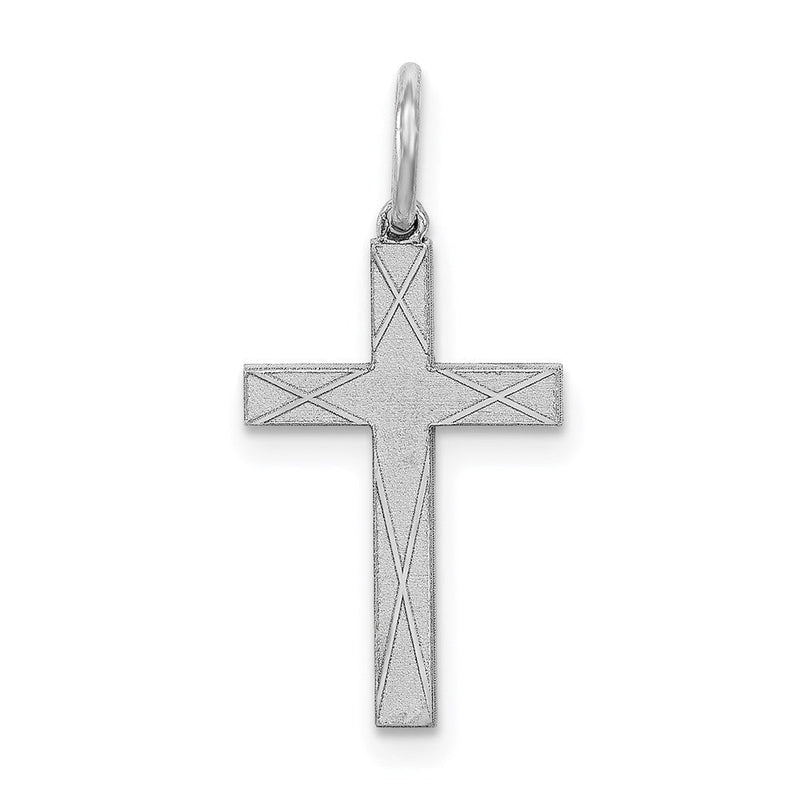 Sterlingsilber Rhodiniert Lasergraviert Kreuz Charm