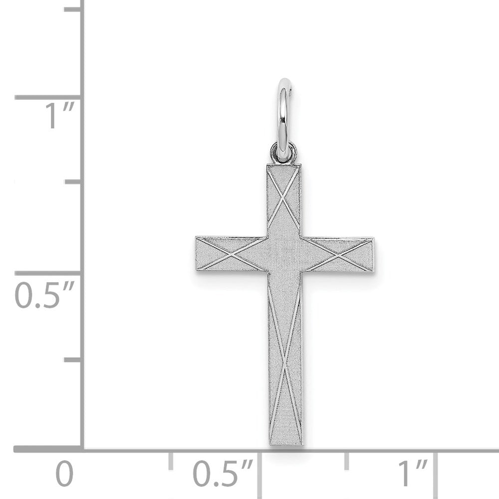 Sterlingsilber Rhodiniert Lasergraviert Kreuz Anhänger