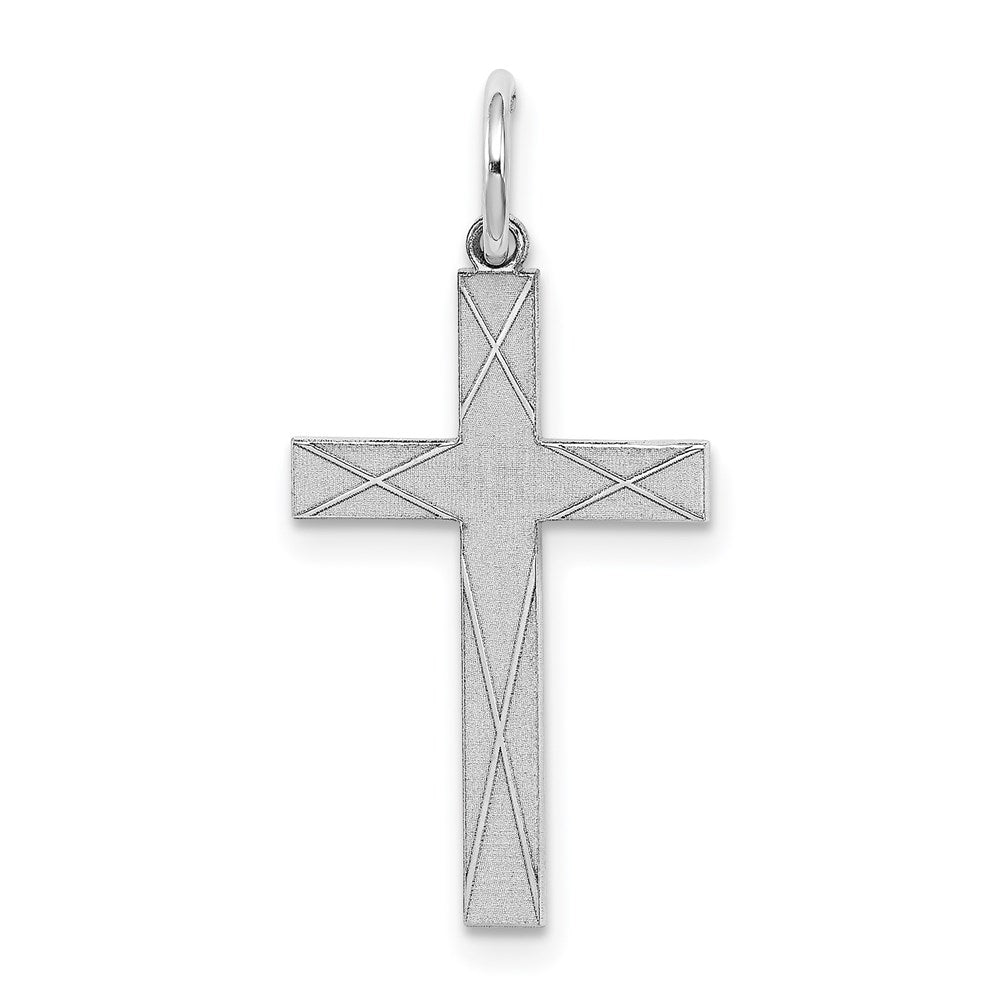 Sterlingsilber Rhodiniert Lasergraviert Kreuz Anhänger