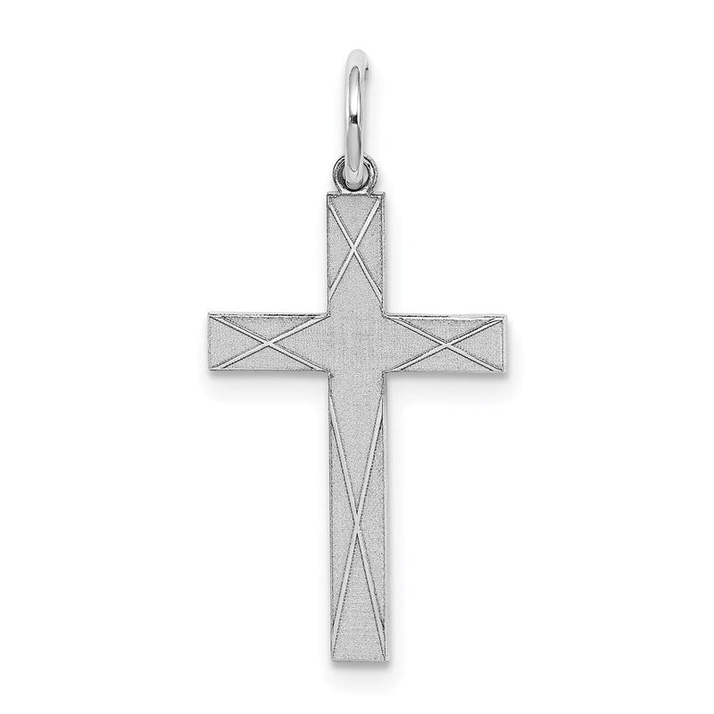 Sterlingsilber Rhodiniert Lasergraviert Kreuz Anhänger