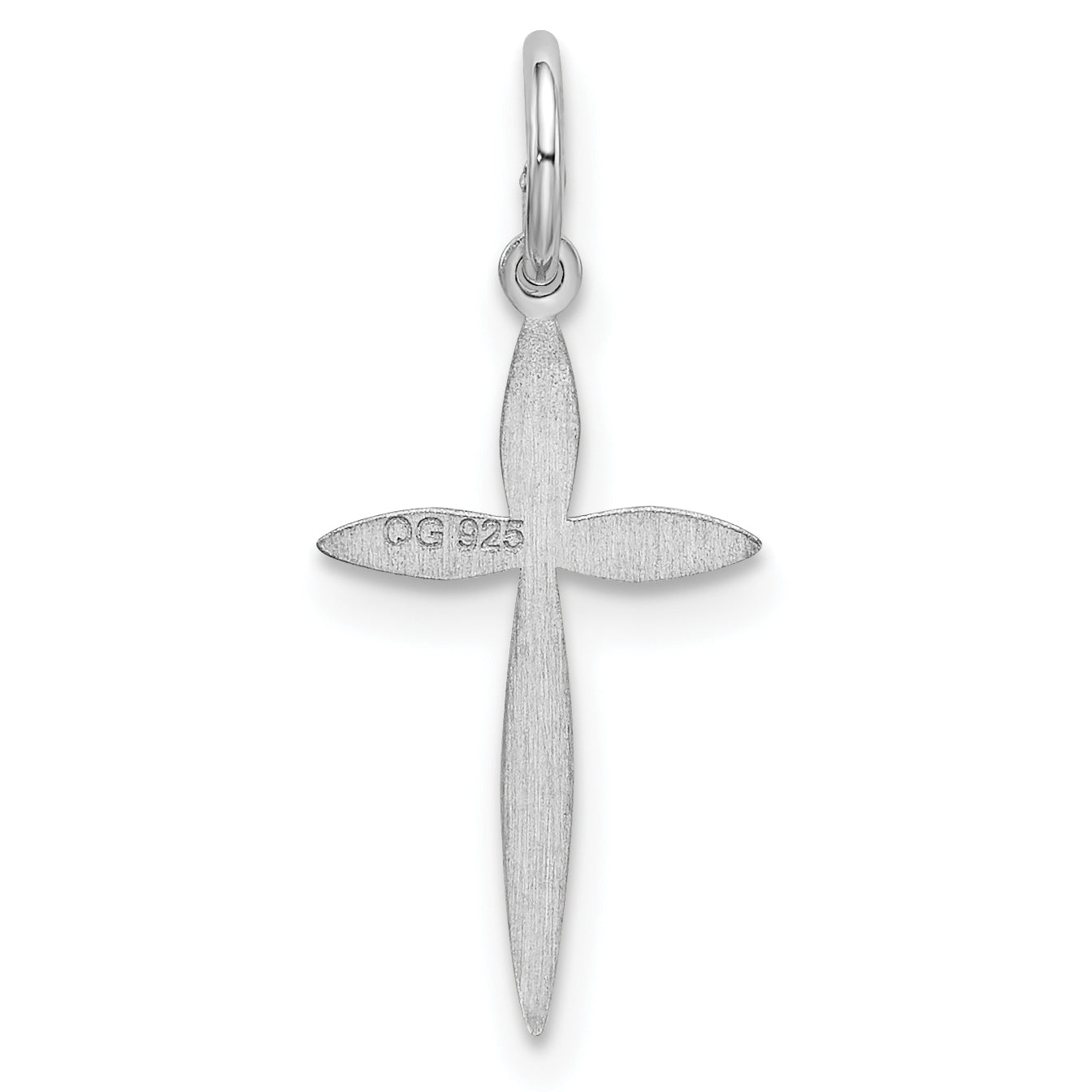 Sterlingsilber Rhodiniert Lasergraviert Kreuz Charm