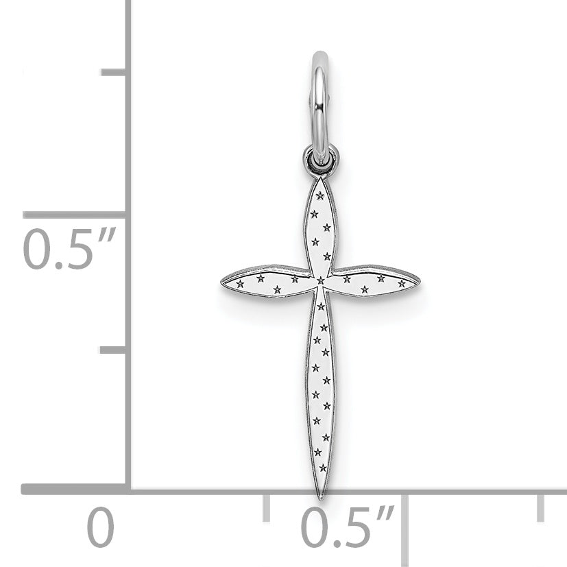 Sterlingsilber Rhodiniert Lasergraviert Kreuz Charm