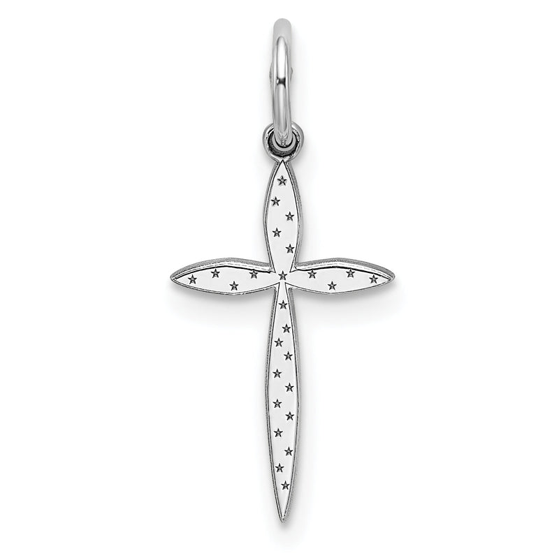 Sterlingsilber Rhodiniert Lasergraviert Kreuz Charm