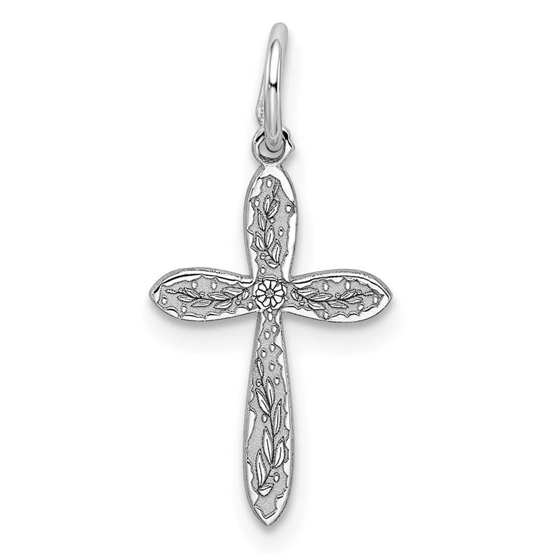 Sterlingsilber Rhodiniert Lasergraviert Kreuz Charm