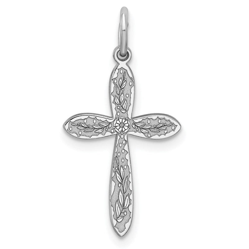 Sterlingsilber Rhodiniert Lasergraviert Kreuz Anhänger