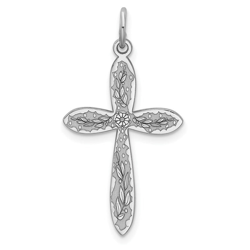 Sterlingsilber Rhodiniert Lasergraviert Kreuz Anhänger