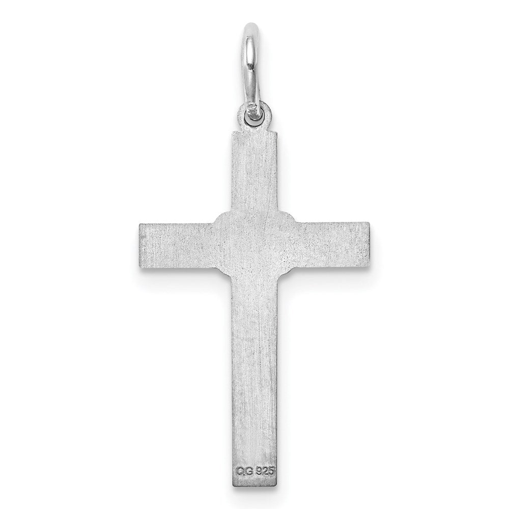 Sterlingsilber Rhodiniert Lasergraviert Kreuz Anhänger