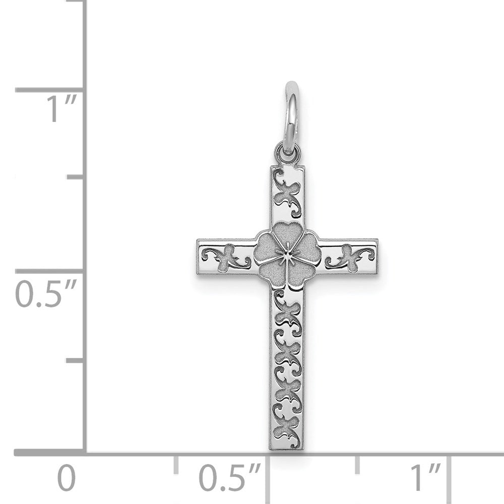 Sterlingsilber Rhodiniert Lasergraviert Kreuz Anhänger