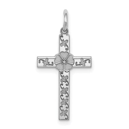 Sterlingsilber Rhodiniert Lasergraviert Kreuz Anhänger