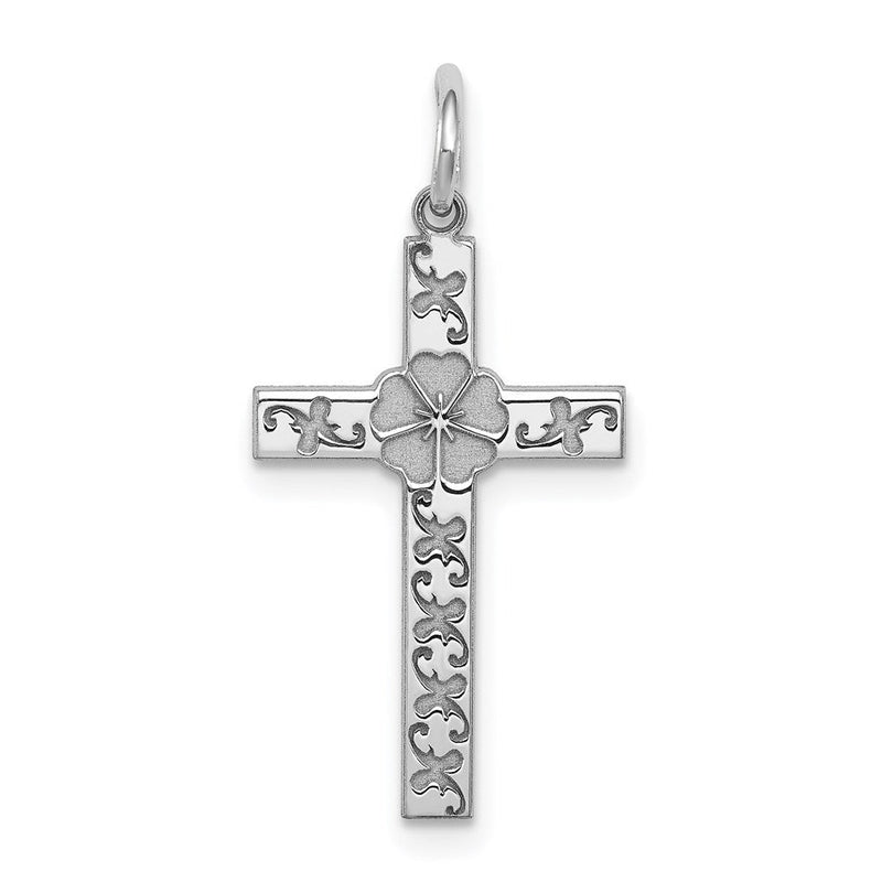 Sterlingsilber Rhodiniert Lasergraviert Kreuz Anhänger