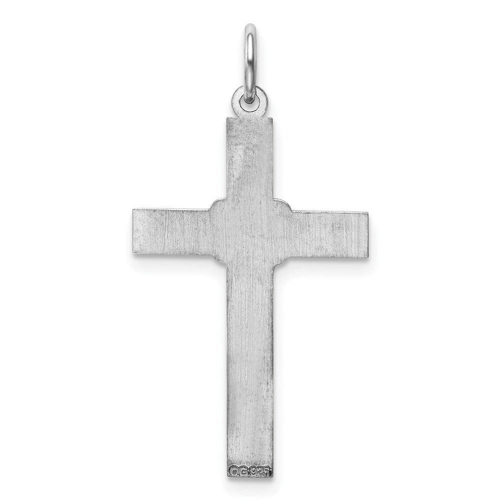 Sterlingsilber Rhodiniert Lasergraviert Kreuz Anhänger