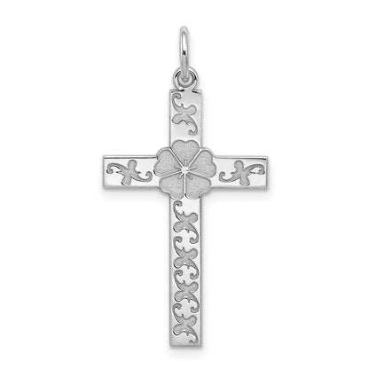 Sterlingsilber Rhodiniert Lasergraviert Kreuz Anhänger