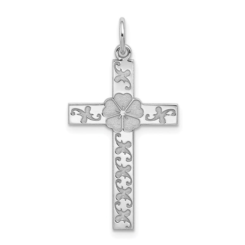 Sterlingsilber Rhodiniert Lasergraviert Kreuz Anhänger