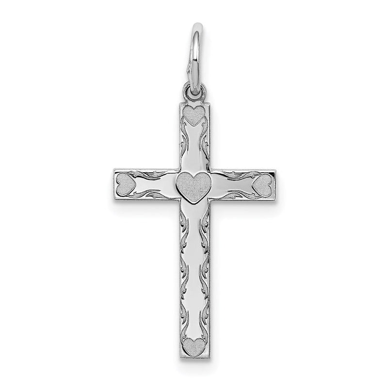Sterlingsilber Rhodiniert Lasergraviert Kreuz Anhänger