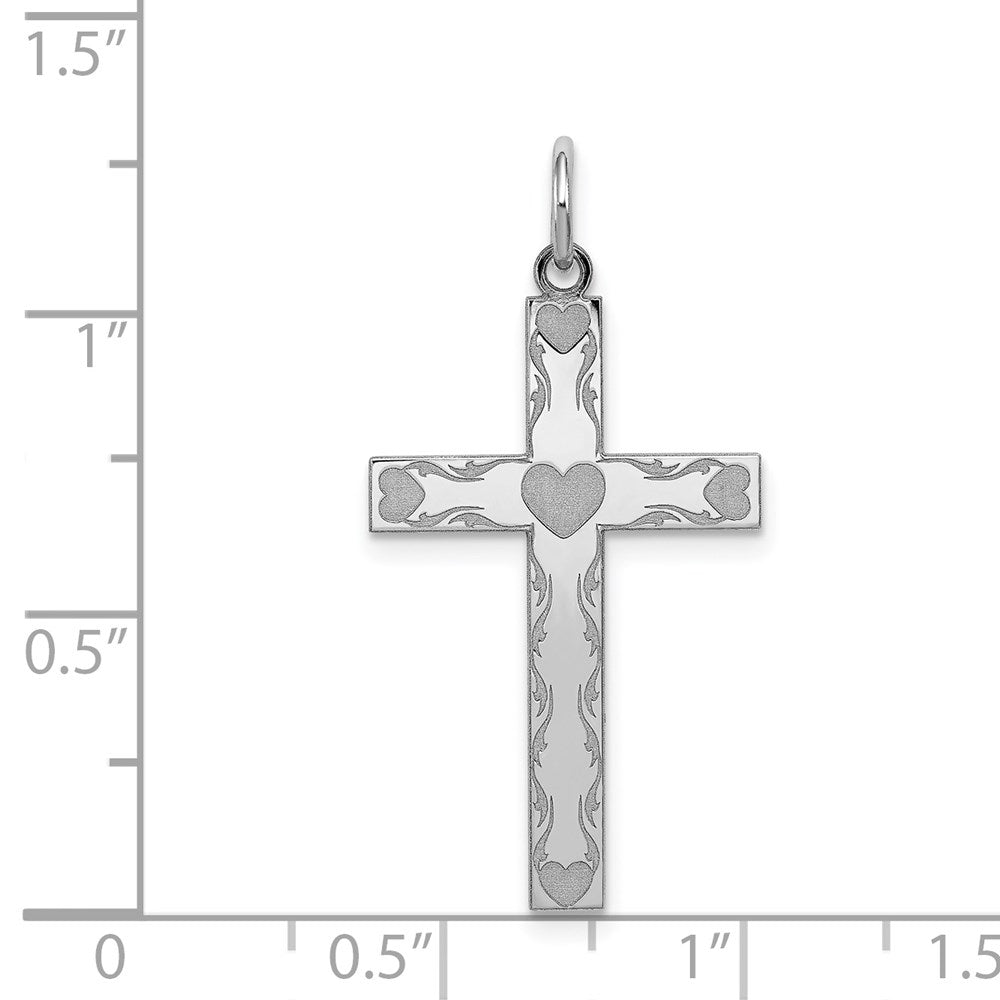 Sterlingsilber Rhodiniert Lasergraviert Kreuz Anhänger