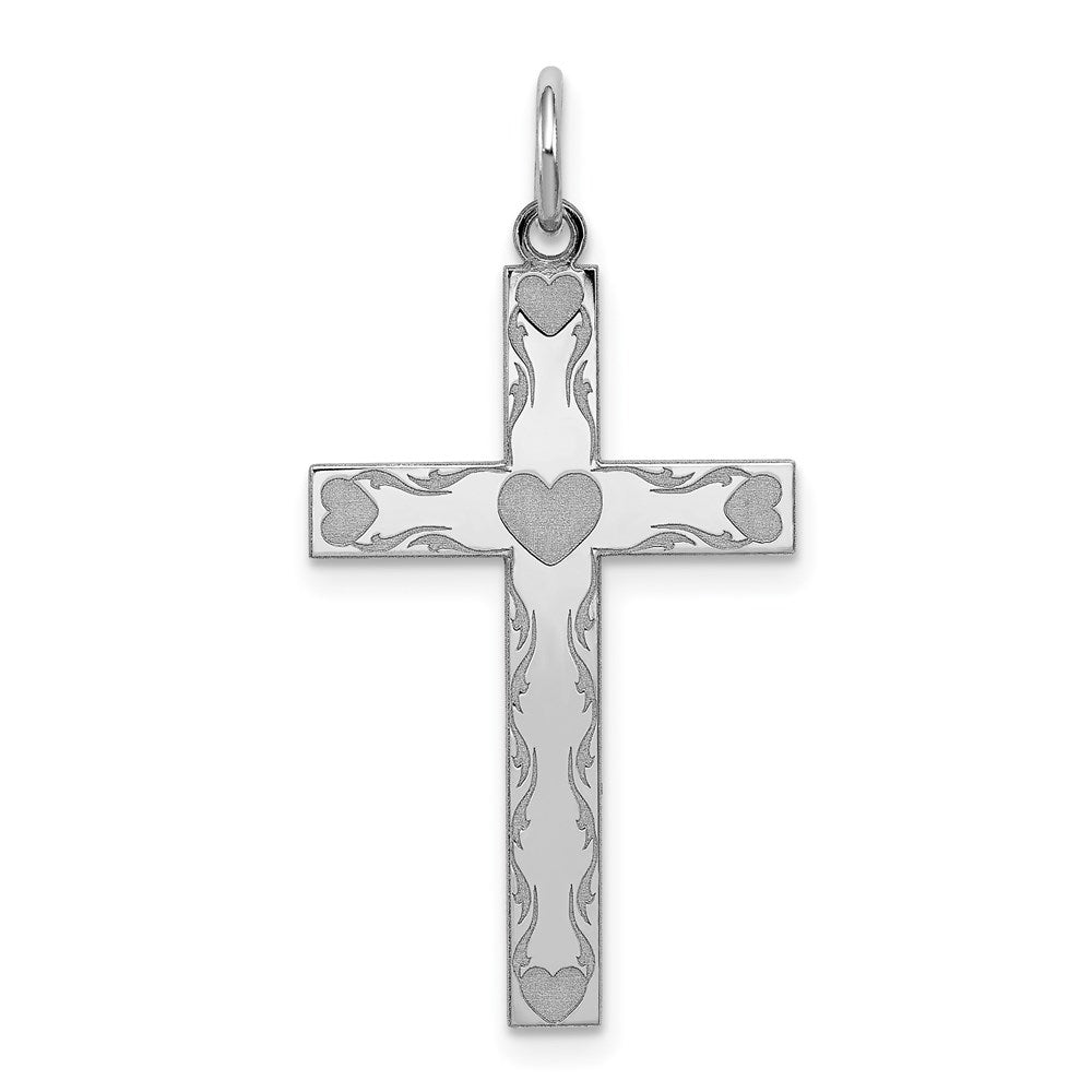 Sterlingsilber Rhodiniert Lasergraviert Kreuz Anhänger