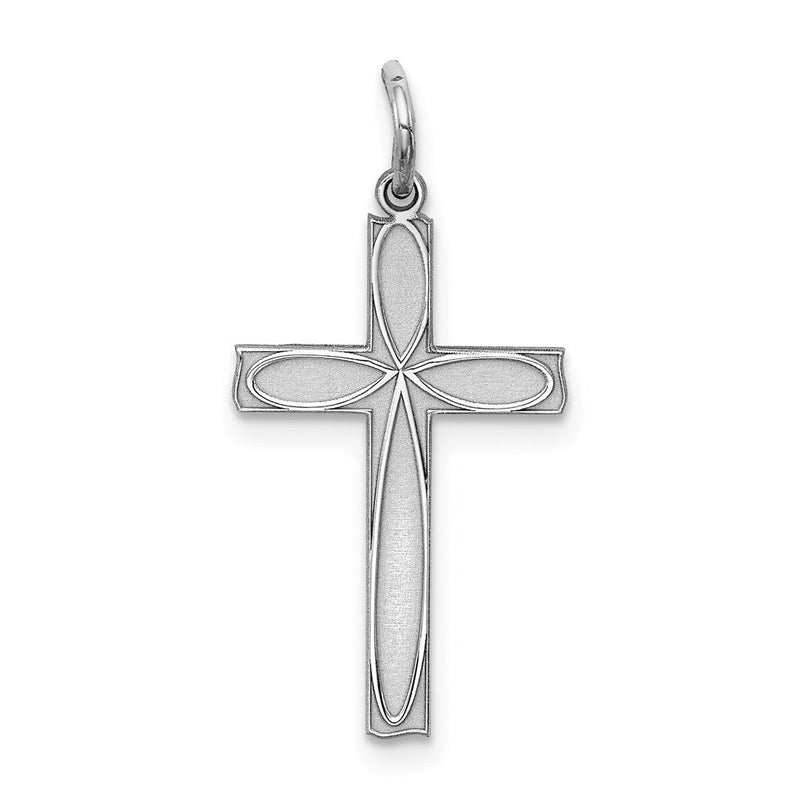 Sterlingsilber Rhodiniert Lasergraviert Kreuz Anhänger