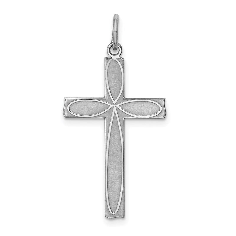 Sterlingsilber Rhodiniert Lasergraviert Kreuz Anhänger