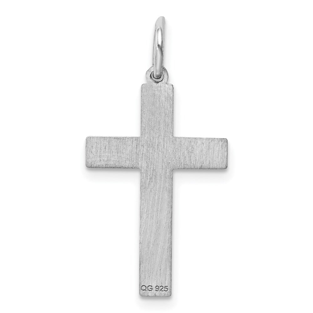 Sterlingsilber Rhodiniert Lasergraviert Kreuz Anhänger