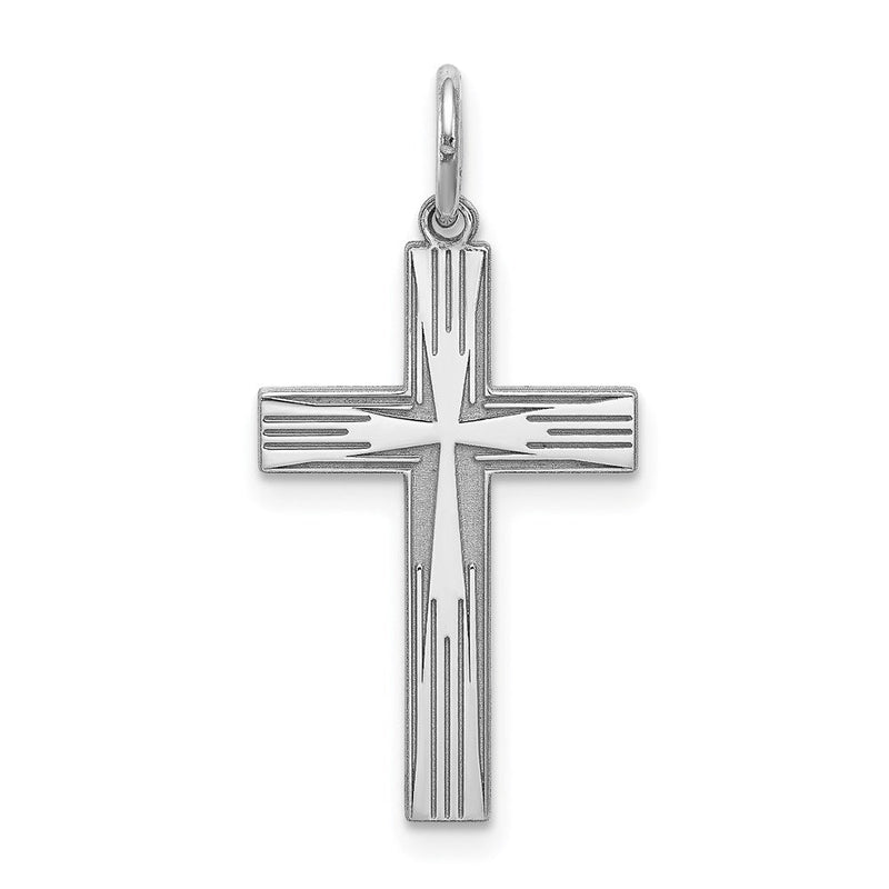 Sterlingsilber Rhodiniert Lasergraviert Kreuz Anhänger