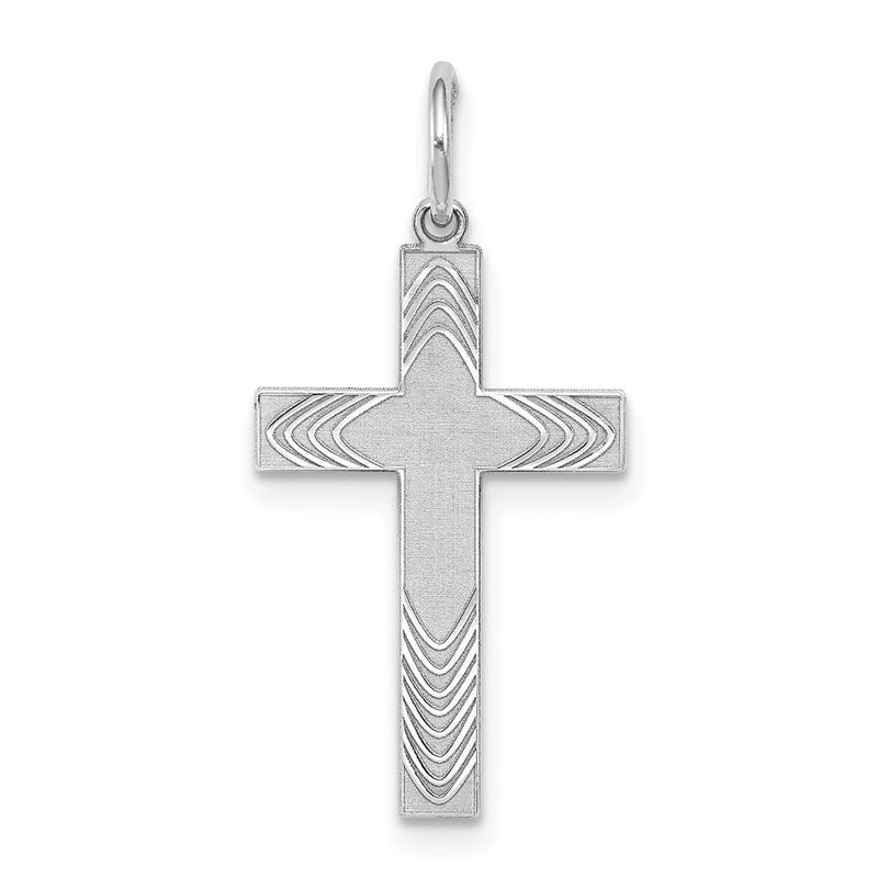 Sterlingsilber Rhodiniert Lasergraviert Kreuz Anhänger